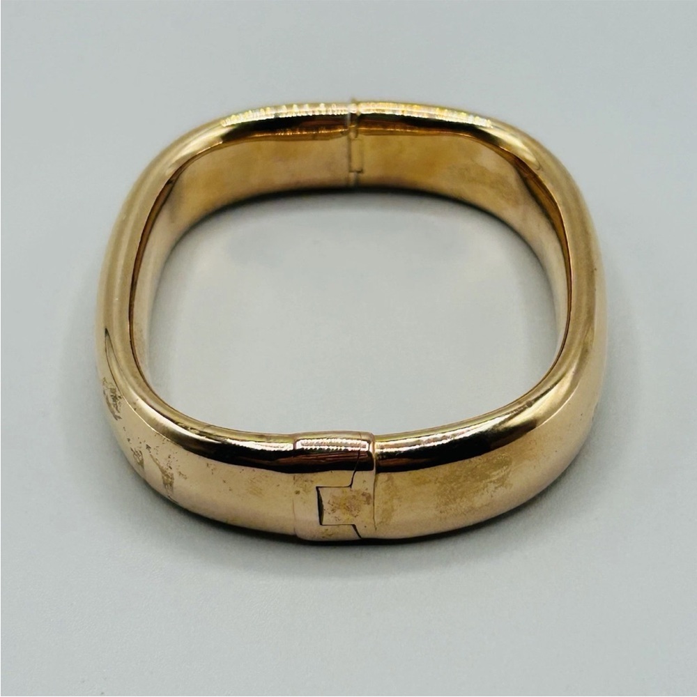 Pair of Square-ish Bronze MILOR Bangles from Italy: 1 Hollow, 1 Solid PeachyRose - Picture 3 of 16